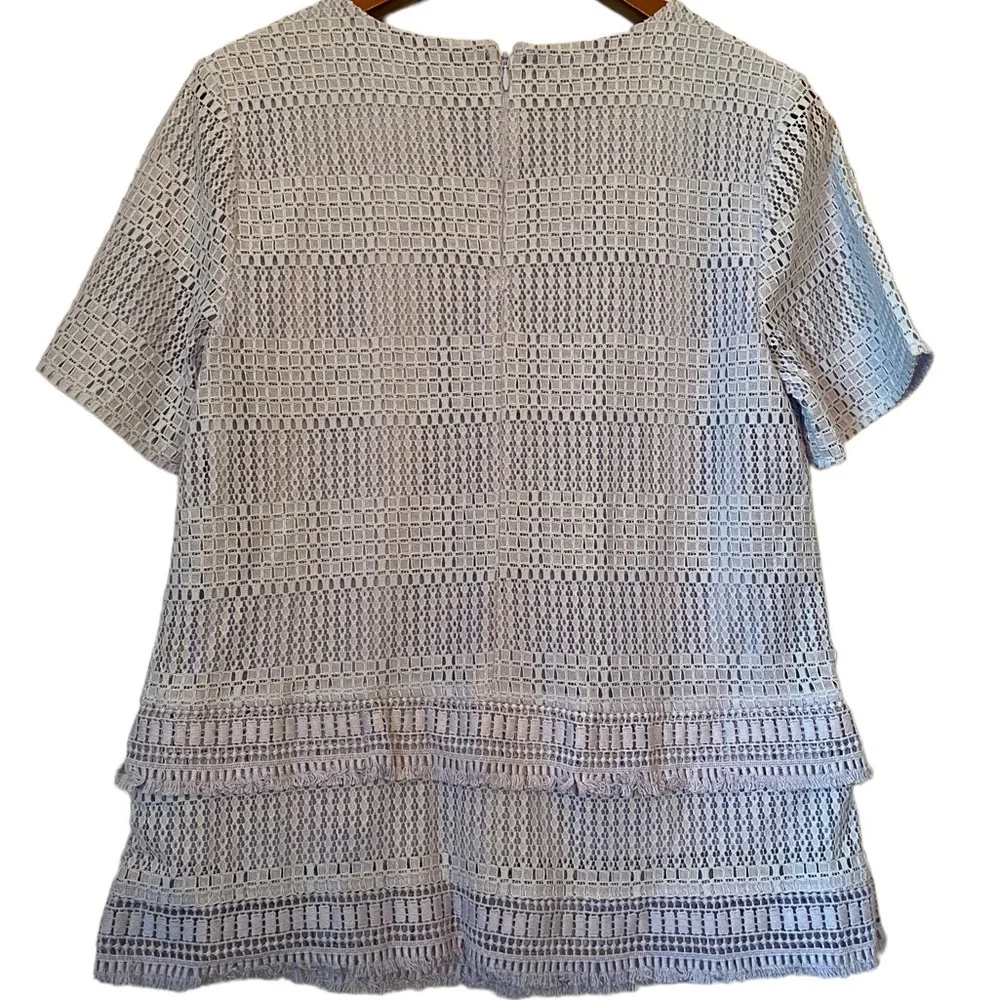 Banana Republic Light Lavender Peplum Short Sleeved Top with Fringe